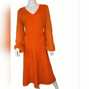 Chic Long Sleeve Orange Dress
